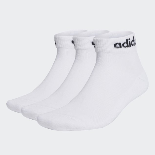 Blanco Calcetines Tobilleros Adidas Linear Calcetines Acolchados 3 Pares