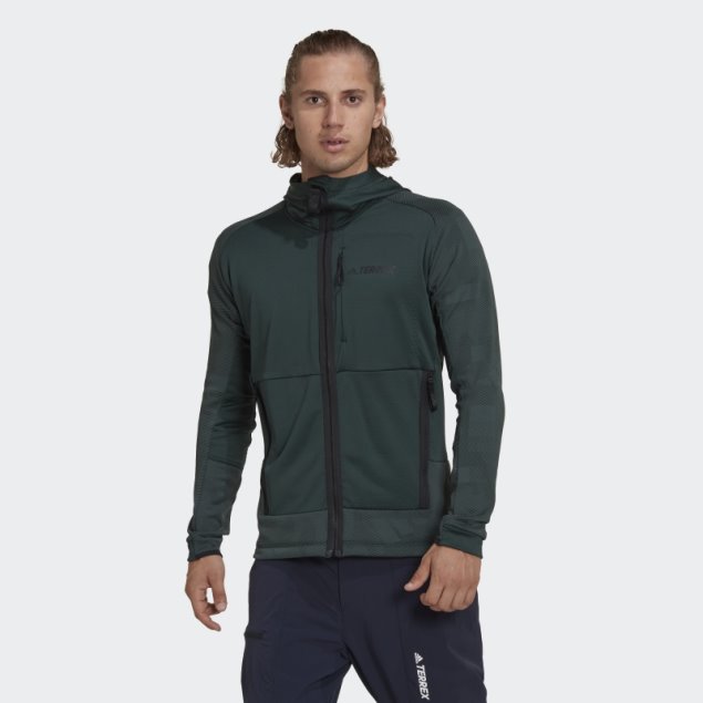 Chaqueta De Forro Polar Verde Con Capucha Terrex Tech Flooce De Adidas