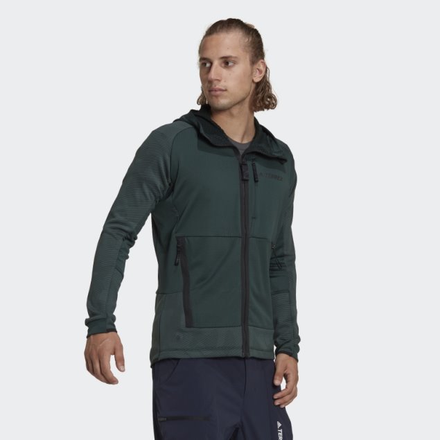 Chaqueta De Forro Polar Verde Con Capucha Terrex Tech Flooce De Adidas