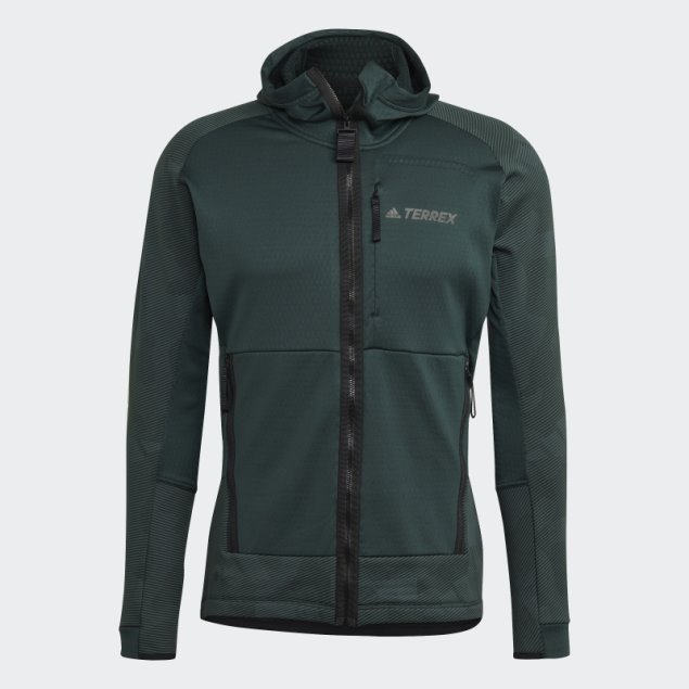 Chaqueta De Forro Polar Verde Con Capucha Terrex Tech Flooce De Adidas