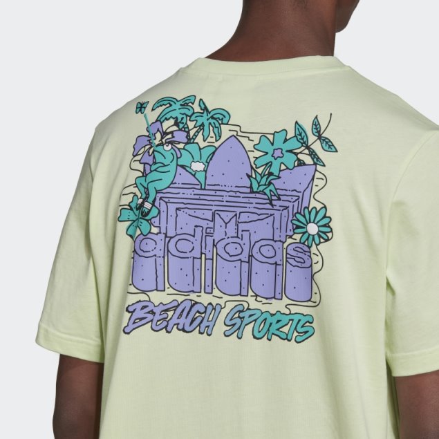 Camiseta Con Estampado De Flores De Pescado Stoked De Lima De Adidas