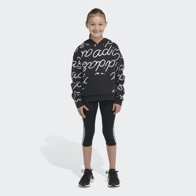 Sudadera Negra Con Capucha Adidas Script Adidas