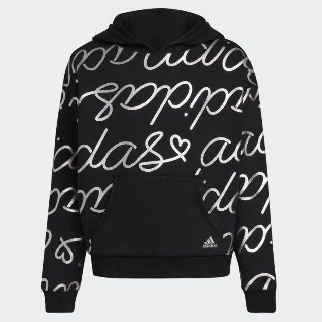 Sudadera Negra Con Capucha Adidas Script Adidas