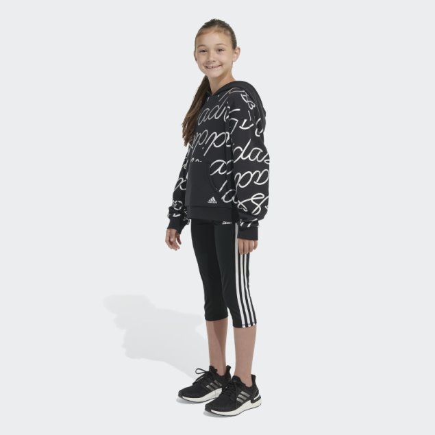 Sudadera Negra Con Capucha Adidas Script Adidas