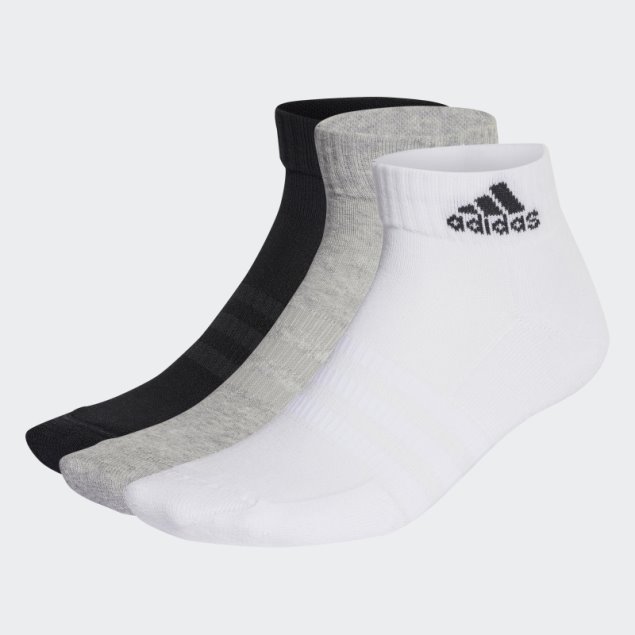 Calcetines Tobilleros Adidas Sportswear Acolchado Gris Medio 3 Pares