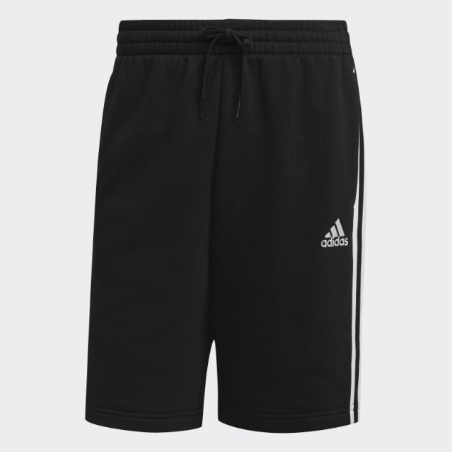 Adidas Essentials - Pantalones Cortos De Forro Polar Con 3 Rayas, Color Negro