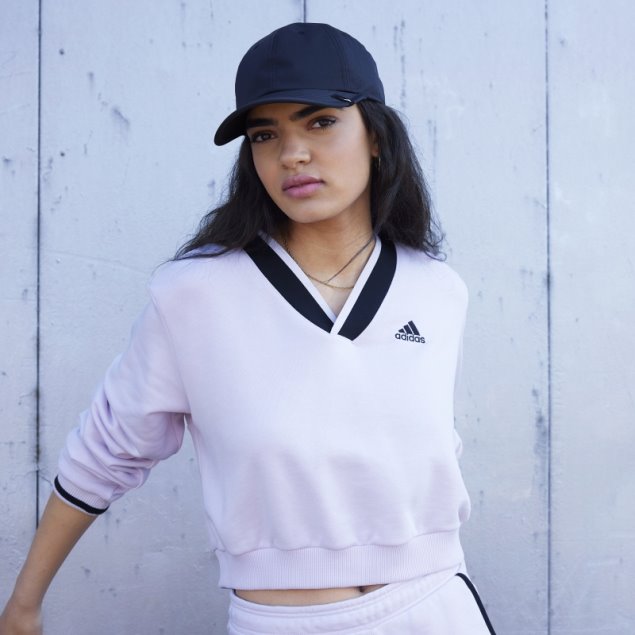 Adidas Sudadera Corta Con Cuello En V Rosa