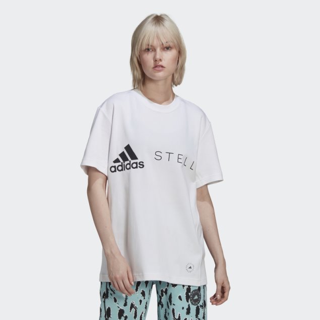 Adidas By Stella Camiseta Blanca Con Logo De Mccartney Caliente