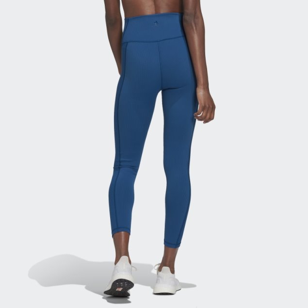 Yoga Studio Luxe Wind Leggings De Canalé De Talle Superalto Azul Marino Adidas