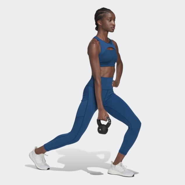 Yoga Studio Luxe Wind Leggings De Canalé De Talle Superalto Azul Marino Adidas