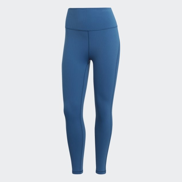 Yoga Studio Luxe Wind Leggings De Canalé De Talle Superalto Azul Marino Adidas
