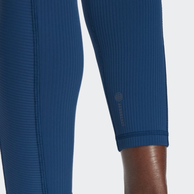 Yoga Studio Luxe Wind Leggings De Canalé De Talle Superalto Azul Marino Adidas