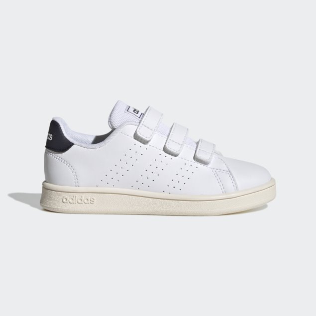 Blanco Adidas Advantage Court Lifestyle Zapatos Con Velcro