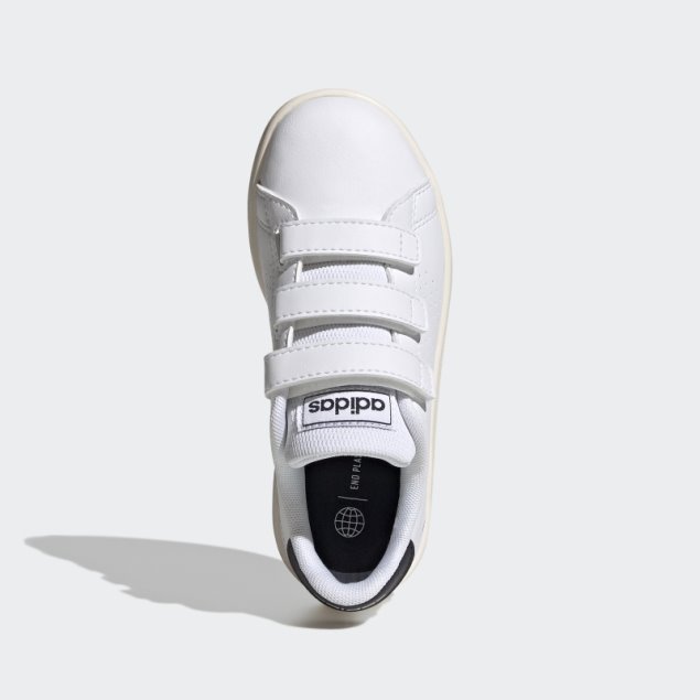 Blanco Adidas Advantage Court Lifestyle Zapatos Con Velcro