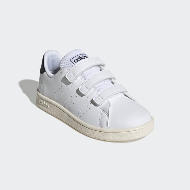 Blanco Adidas Advantage Court Lifestyle Zapatos Con Velcro