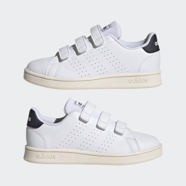 Blanco Adidas Advantage Court Lifestyle Zapatos Con Velcro