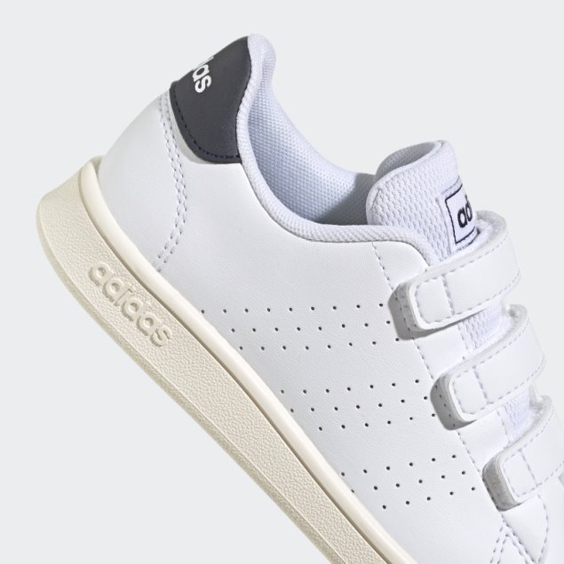 Blanco Adidas Advantage Court Lifestyle Zapatos Con Velcro
