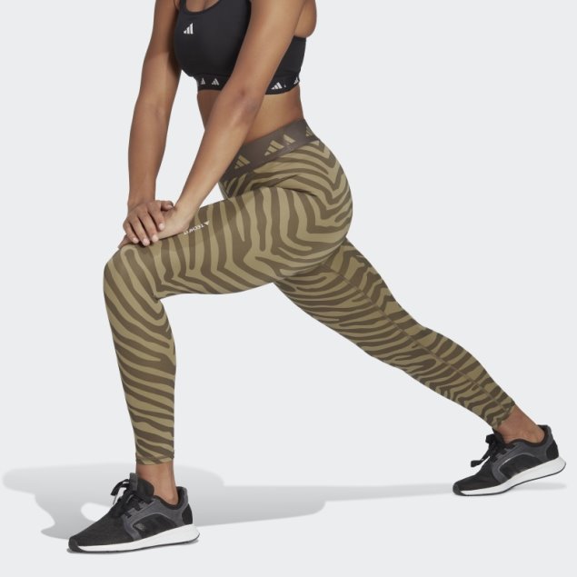 Adidas Hyperglam Techfit High-waisted 7/8 Zebra Leggins Orbit Verde