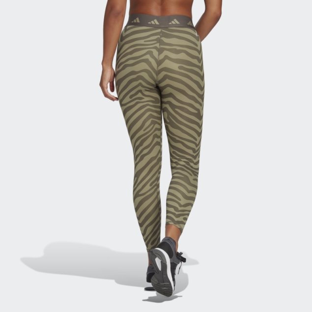 Adidas Hyperglam Techfit High-waisted 7/8 Zebra Leggins Orbit Verde