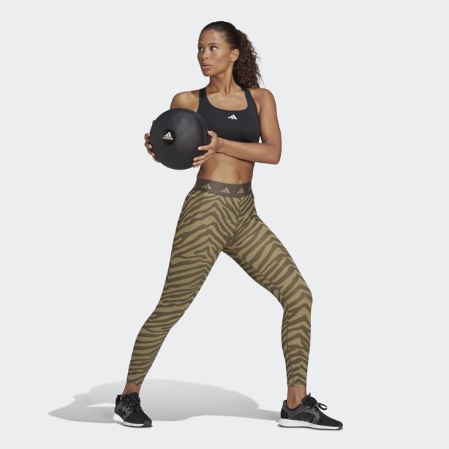 Adidas Hyperglam Techfit High-waisted 7/8 Zebra Leggins Orbit Verde