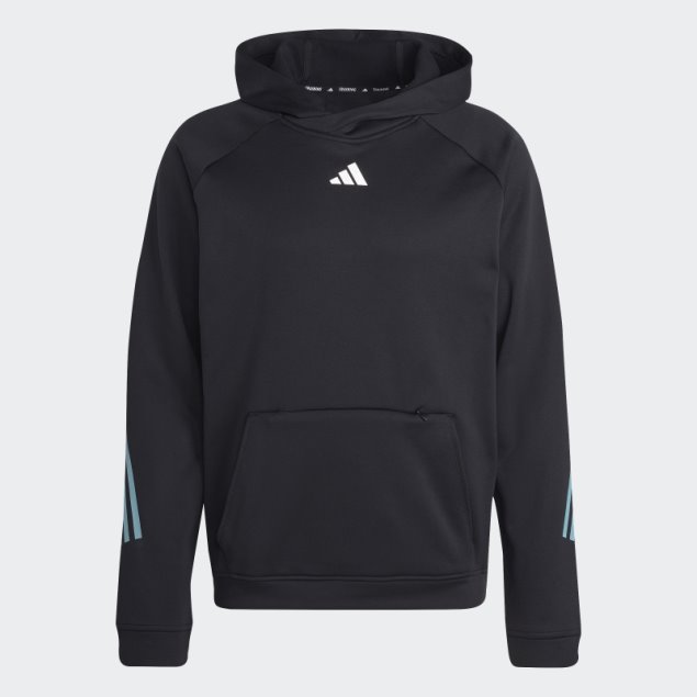 Sudadera Con Capucha De Entrenamiento Con Iconos De Tren 3 Rayas Negro Adidas