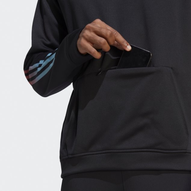 Sudadera Con Capucha De Entrenamiento Con Iconos De Tren 3 Rayas Negro Adidas
