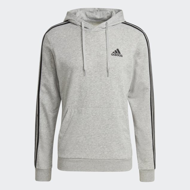 Sudadera Con Capucha Essentials 3 Rayas Gris Medio Adidas