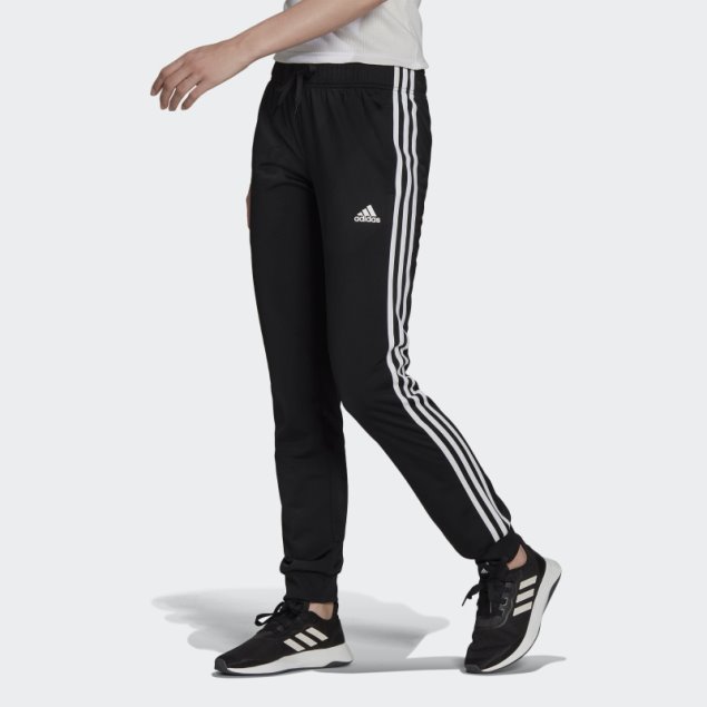 Adidas Pantalones De Chándal Negros Primegreen Essentials Warm-up Slim Tapered Con 3 Rayas