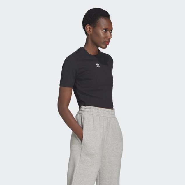 Camiseta Corta Adidas Adicolor Essentials Rib Negra