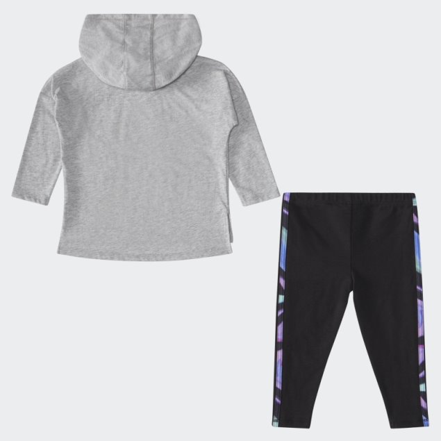 Conjunto Ig Ls Hoodtee Ajustado Gris Jaspeado Adidas