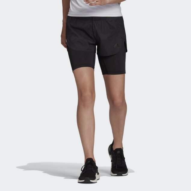 Pantalón Corto Adidas Run Fast Dos En Uno Negro