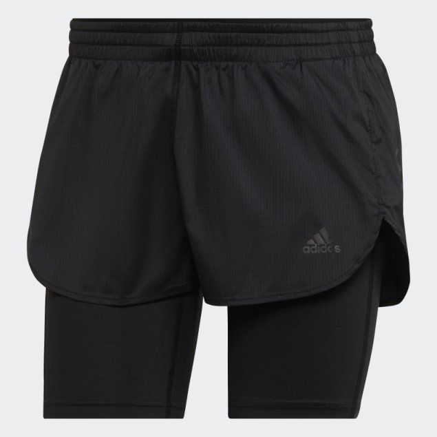 Pantalón Corto Adidas Run Fast Dos En Uno Negro