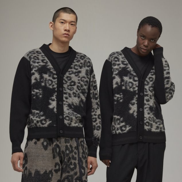 Adidas Y-3 Cárdigan De Punto De Leopardo