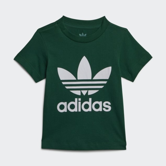 Elegante Camiseta Adidas Trefoil Verde Oscuro