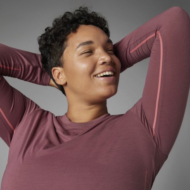 Camiseta De Manga Larga De Adidas Authentic Balance Yoga Burdeos