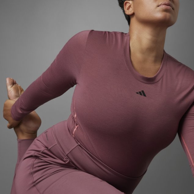Camiseta De Manga Larga De Adidas Authentic Balance Yoga Burdeos