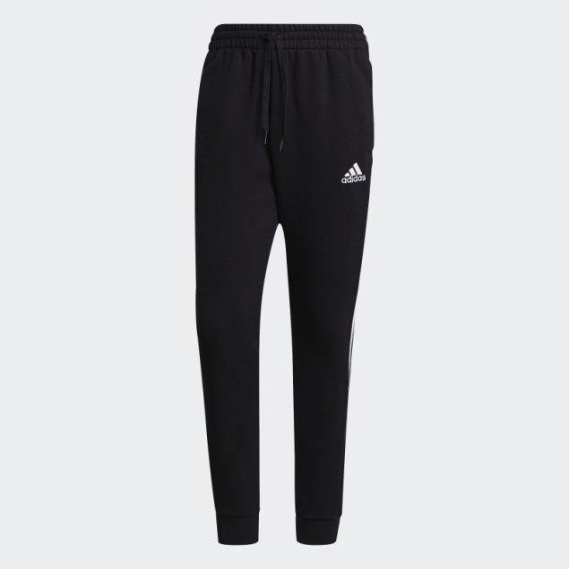 Pantalones Adidas Essentials Fleece Tapered Cuff 3 Rayas Negro