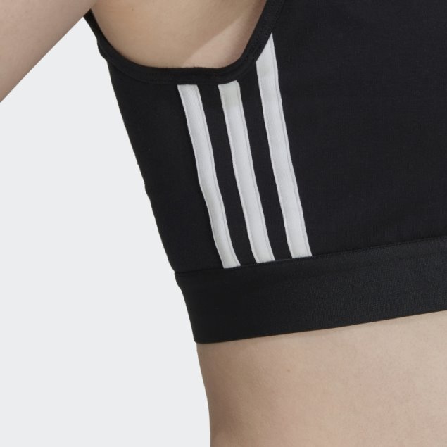 Top Corto Adidas Essentials 3 Rayas Con Almohadillas Removibles Negro