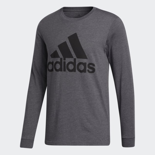 Adidas Camiseta Gris Oscuro Jaspeado Insignia De Deporte