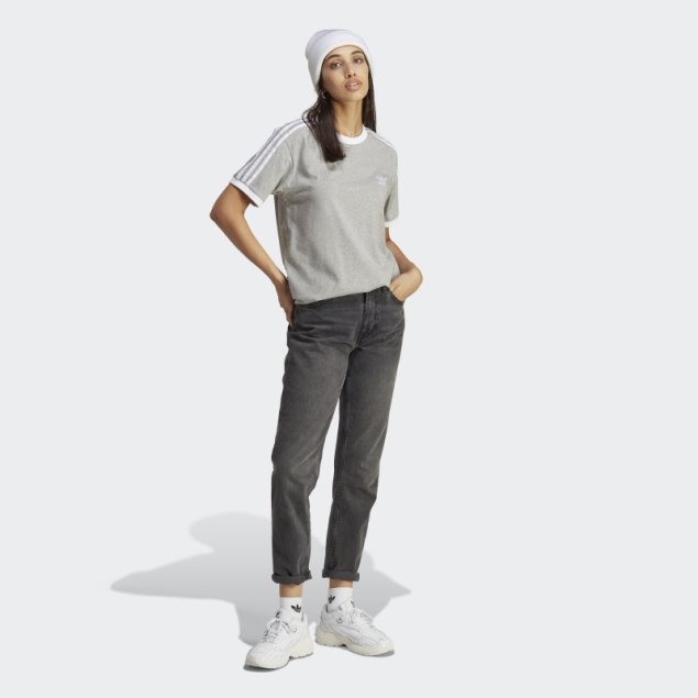 Camiseta Adidas Adicolor Classics 3 Rayas Gris Medio
