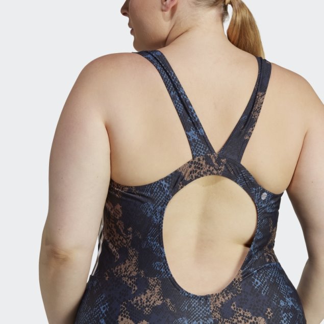 Traje De Baño Adidas 3-stripes Graphic (talla Grande) Acero