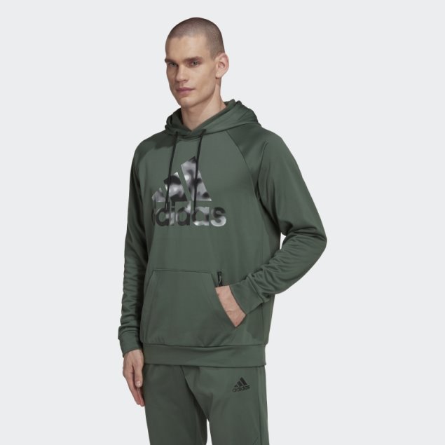 Sudadera Con Capucha Verde óxido Adidas Aeroready Game And Go Camo Logo