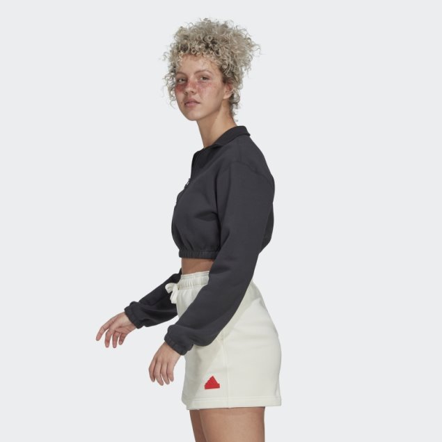 Sudadera Adidas Carbon Cropped Con Media Cremallera