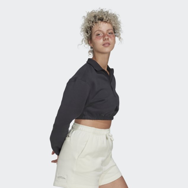 Sudadera Adidas Carbon Cropped Con Media Cremallera