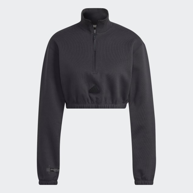 Sudadera Adidas Carbon Cropped Con Media Cremallera