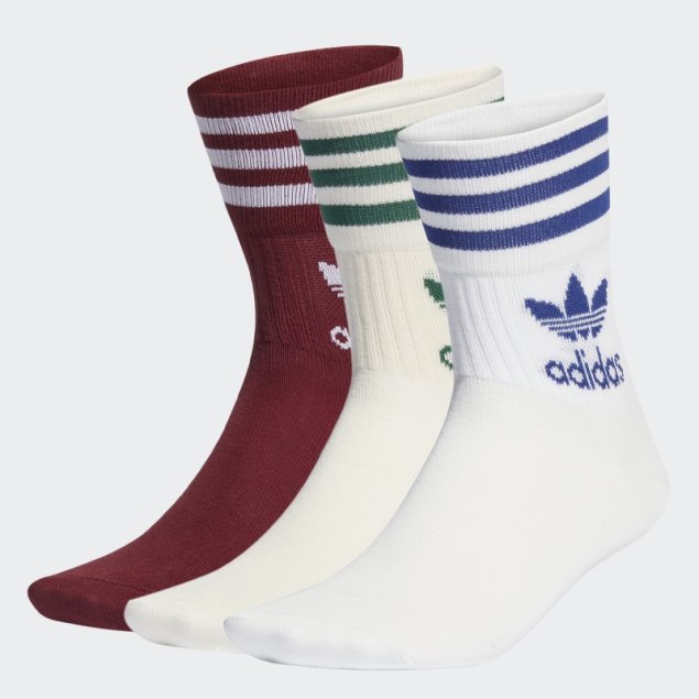 Calcetines Adidas Blancos De Corte Medio - 3 Pares