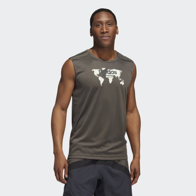 Camiseta Sin Mangas Adidas Gris World Wide Hoops (género Neutro)