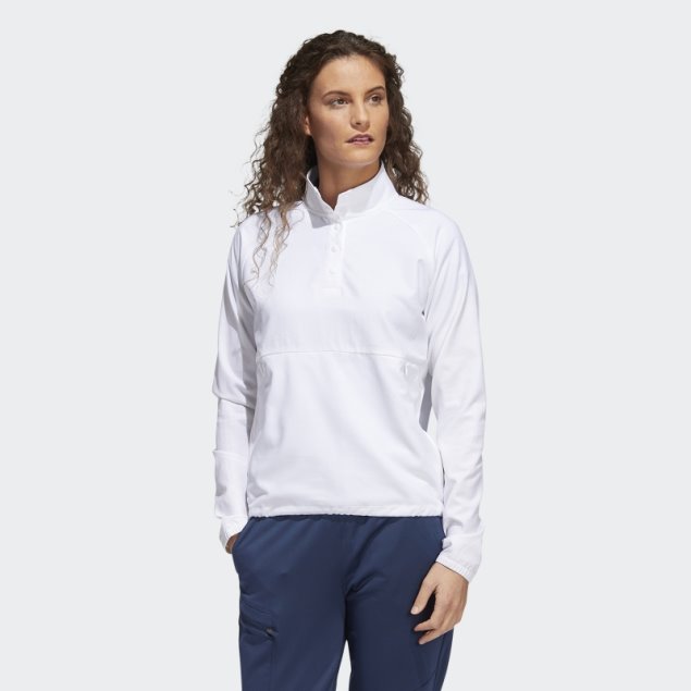 Sudadera Blanca Con Broche De 1/4 En Relieve Adidas