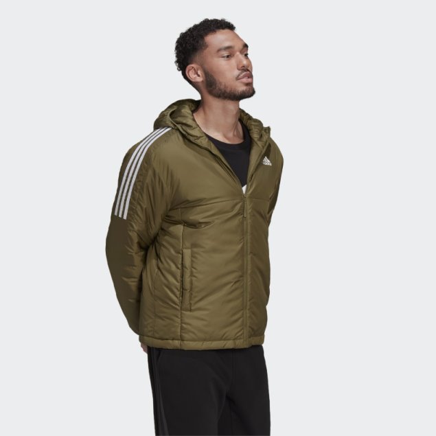 Chaqueta Con Capucha Adidas Essentials Insulada Verde Oliva