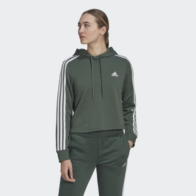 Sudadera Con Capucha Verde óxido Adidas Essentials 3 Rayas